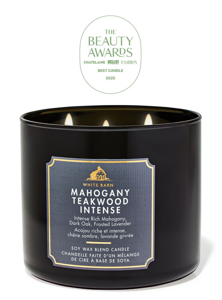 Nến 3 tim Mahogany Teakwood Intense 3-Wick Candle Nến 3 Bấc
