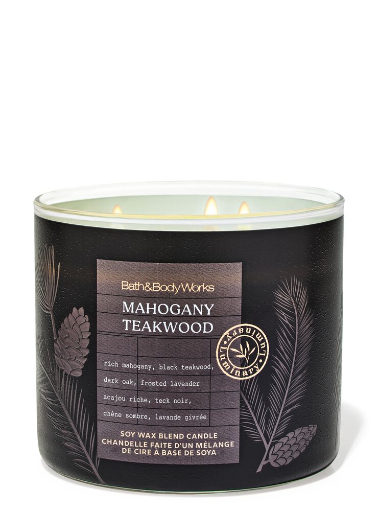Mahogany Teakwood 3-Wick Candle Nến 3 Bấc