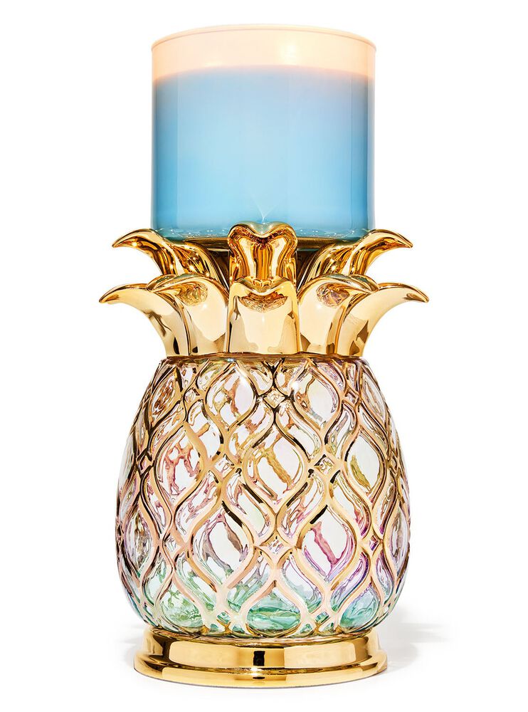 Gold Glass Pineapple Giá Đỡ Nến 3 Bấc