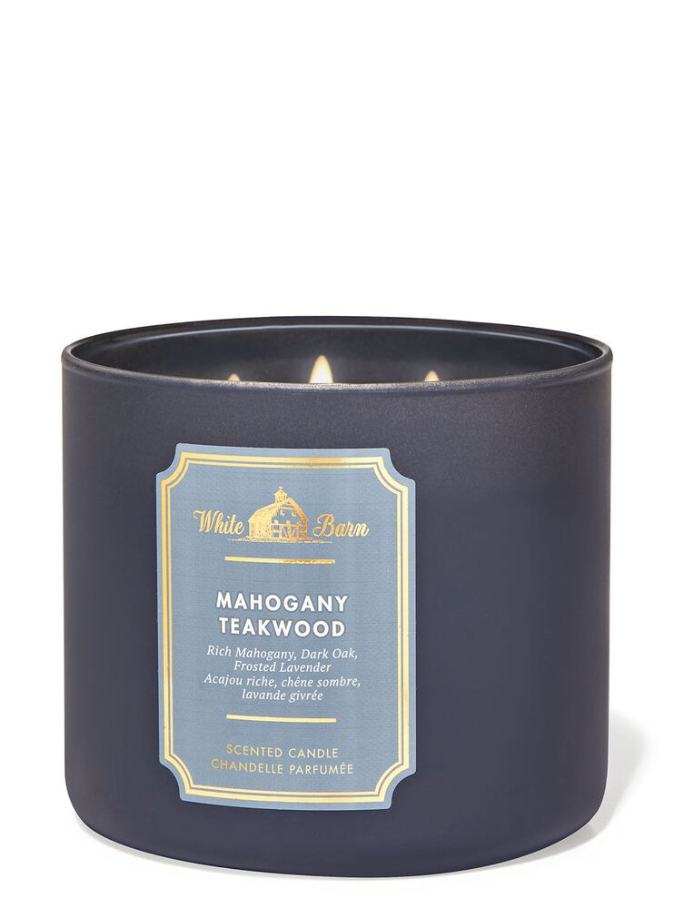 Nến 3 tim Mahogany Teakwood 3-Wick Candle Nến 3 Bấc