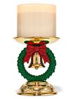 Christmas Wreath Pedestal 3-Wick Candle Holder image number null