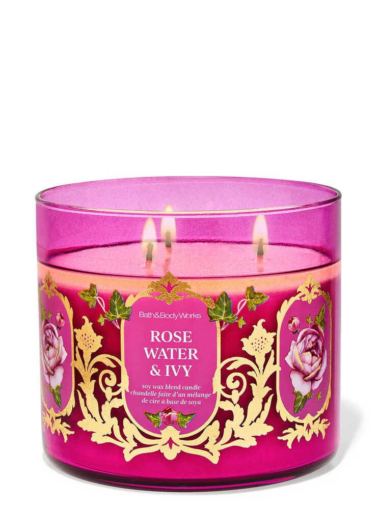 Rose Water & Ivy 3-Wick Candle Nến 3 Bấc