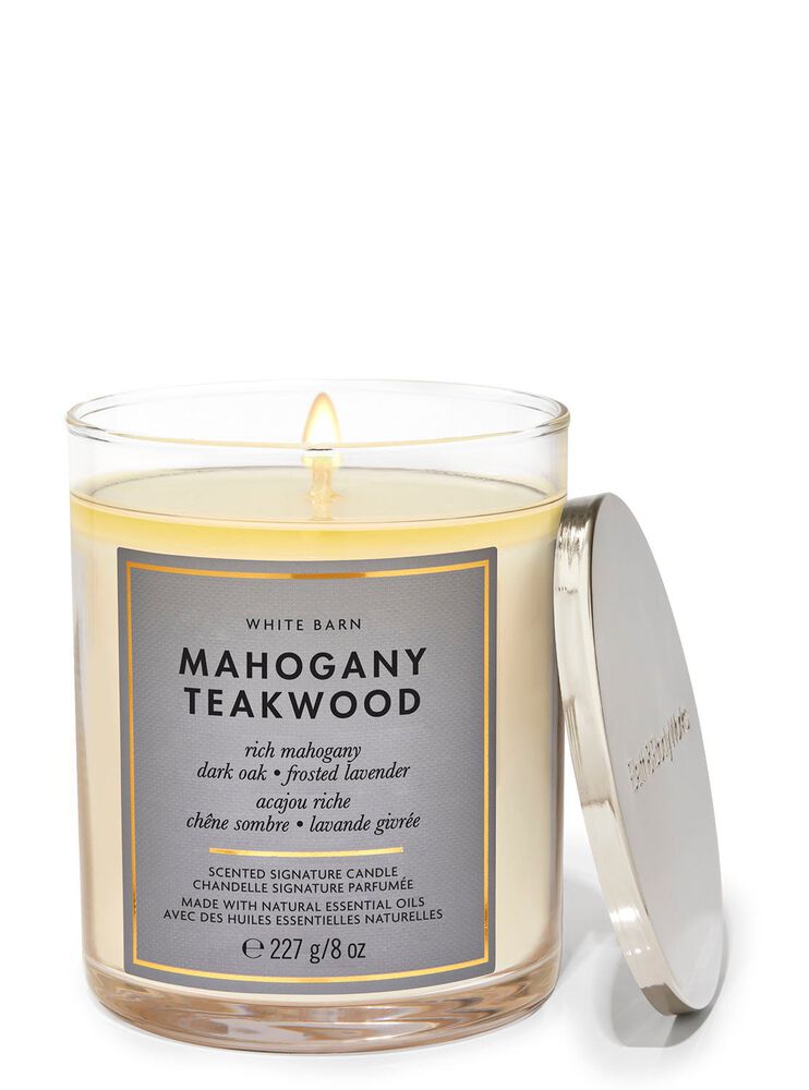 Mahogany Teakwood Signature Single Wick Candle Nến 1 tim