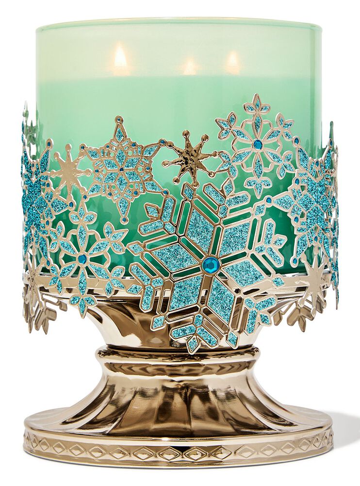 Stained Glass Snowflakes 3-Wick Candle Holder Giá Đỡ Nến 3 Bấc
